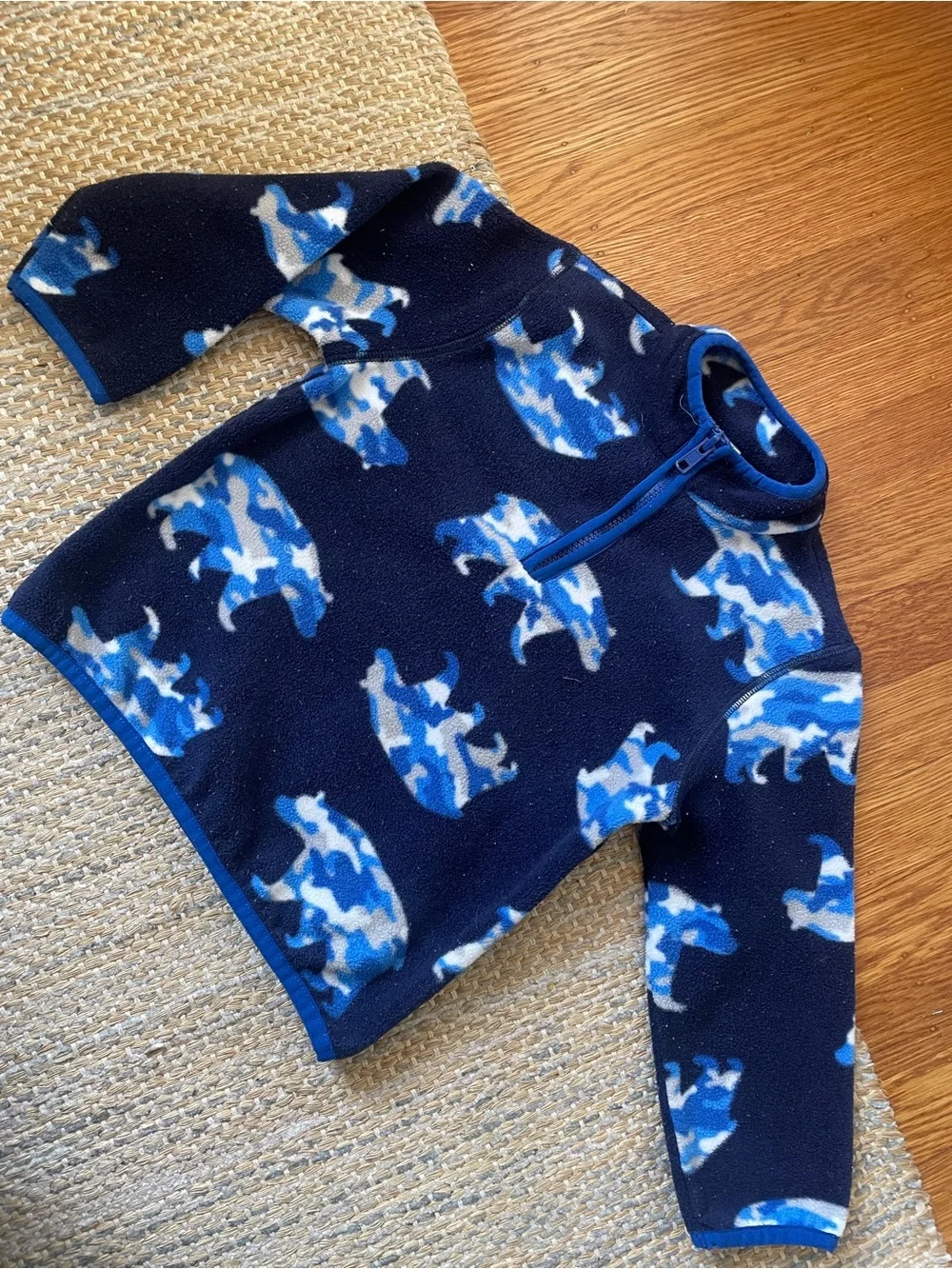 Gymboree Navy Fleece Pullover with Blue Camouflage Bear Motif